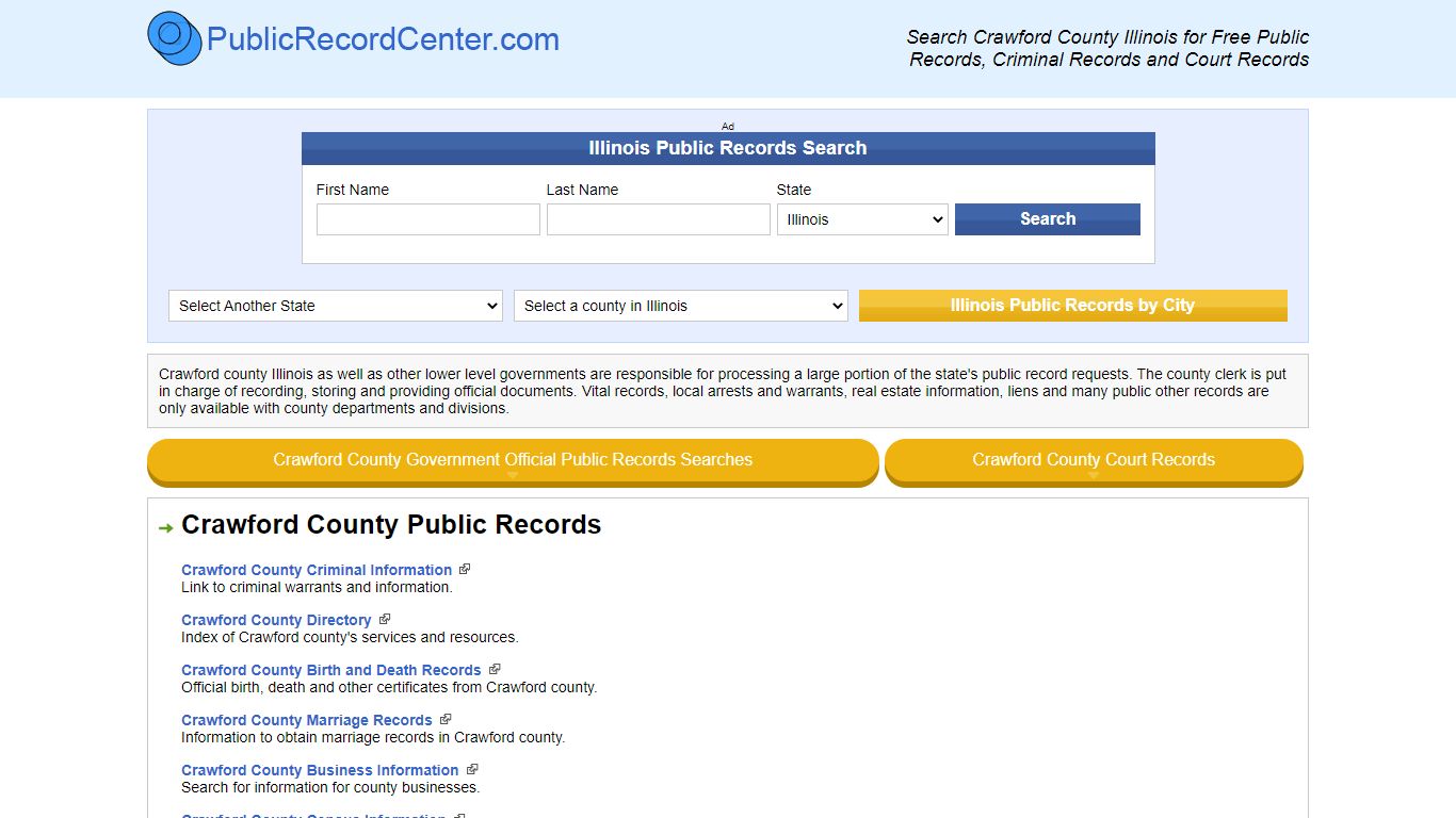 Crawford County Illinois Free Public Records - Court Records - Criminal ...
